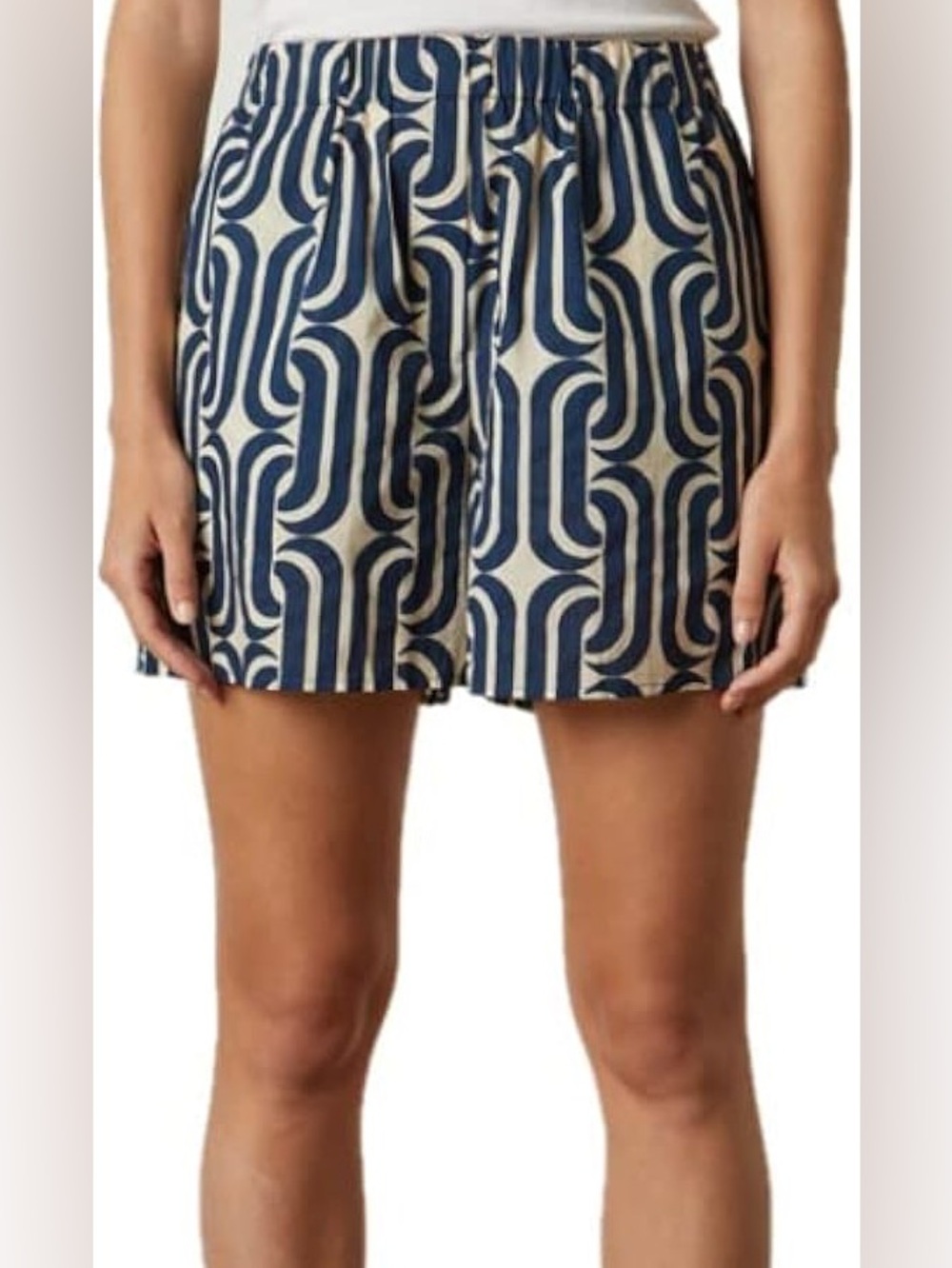 Velvet by Graham & Spencer Lynne Printed Cotton Cambric Shorts Navy Pull On Sz M